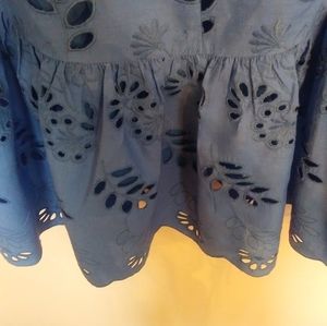 Ann Taylor Blue Eyelet Flounce hi-lo skirt